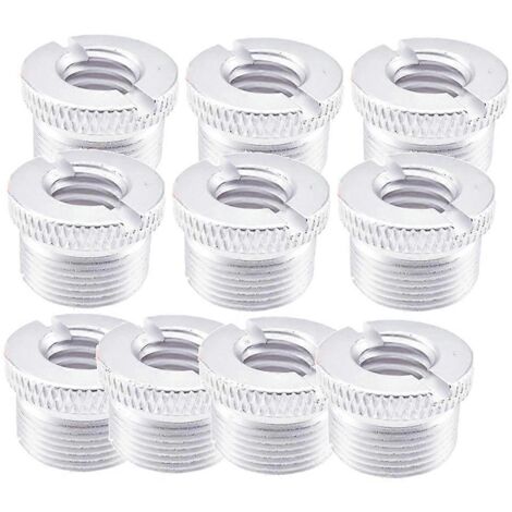 10 adaptateurs à vis pour microphone, filetage mâle 3/8" vers 5/8" - Argenté (1/5)