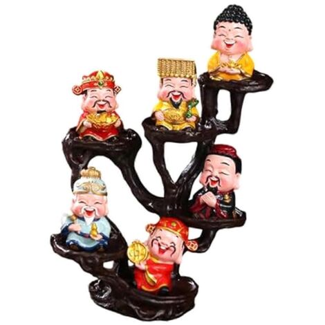 Figurine Dieu de la Richesse Statues Dieu de la Bonne Chance Objet de Collection A-- (1/5)