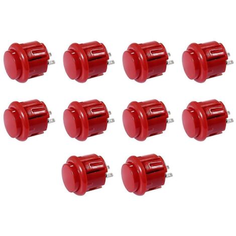 Lot de 10 boutons d'arcade réactifs de 24 mm, rouges. (1/5)