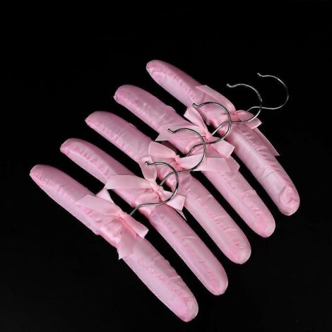 5 cintres rembourrés en satin pour vêtements d'enfants (rose)-- (1/5)