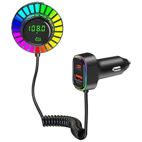 Adaptateur allume-cigare avec émetteur FM Bluetooth 5.3, PD30W et QC3.0 sans fil - Noir (1/5)