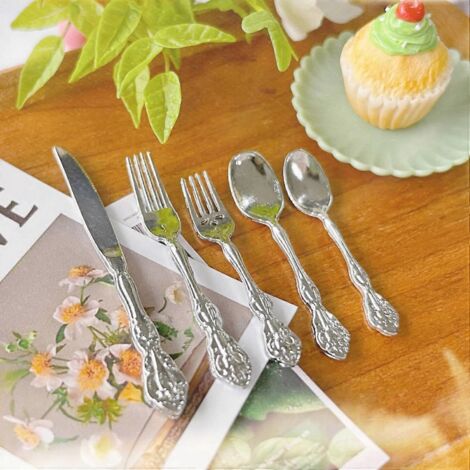 Accessoires pour maquette de vaisselle miniature 1:6, cinq pièces dorées (1/5)