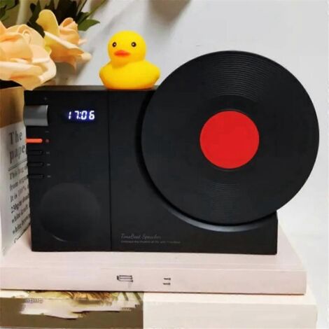 Mini enceinte audio rétro Bluetooth en vinyle, compatible carte TF/AUX, rose (1/5)