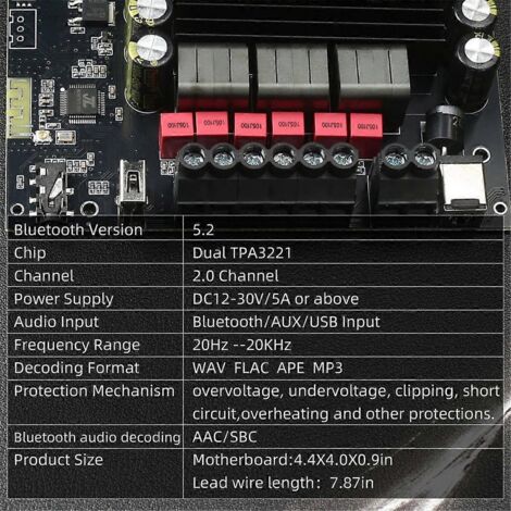 Nouvelle carte d'amplificateur numérique pour subwoofer Bluetooth 5.2 S200HS-W (1/5)