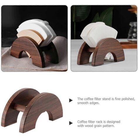 Support de rangement pour filtres à café, porte-filtre conique, couleur noyer. (1/5)