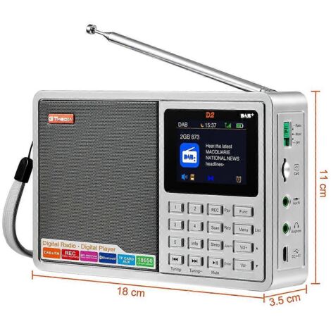 Radio portable D2 FM/+ Radio numérique, écran LCD 2,4 pouces-- (1/5)