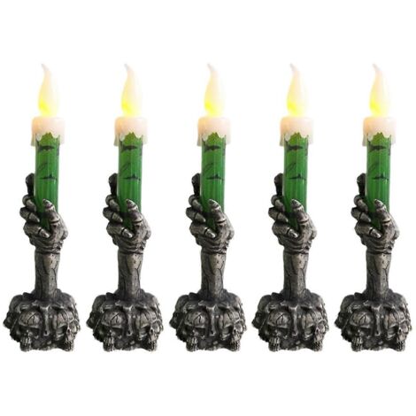 Lumière LED Halloween squelette fantôme bougie portable verte --- (1/5)