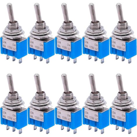 Lot de 10 mini interrupteurs à bascule SPDT 3 broches 2 positions ON/ON (1/5)