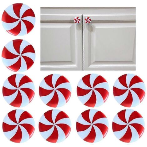 Housses de boutons de placard à bonbons en silicone rouge et blanc pour Noël --- (1/5)