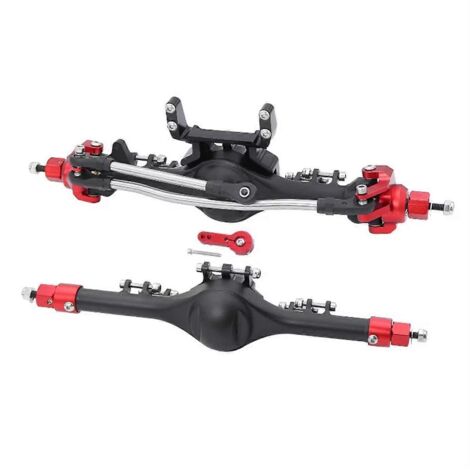 Essieux avant et arrière droits pour crawler Axial SCX10 II 1/10 noir et rouge (1/5)
