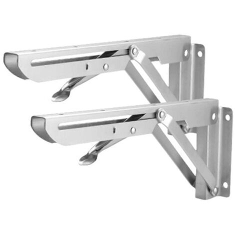 Support d'angle pliable en acier inoxydable pour étagère triangulaire 18 pouces-- (1/5)