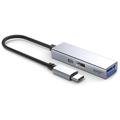 Hub USB 3.2 Type-C 5 Gbit/s 60 W PD, adaptateur OTG, gris (1/5)