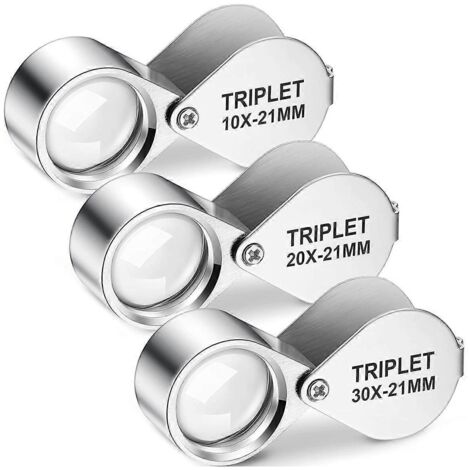 Ensemble de loupes de bijoutier 10X, 20X et 30X, loupe de poche pour bijoux, A-- (1/5)