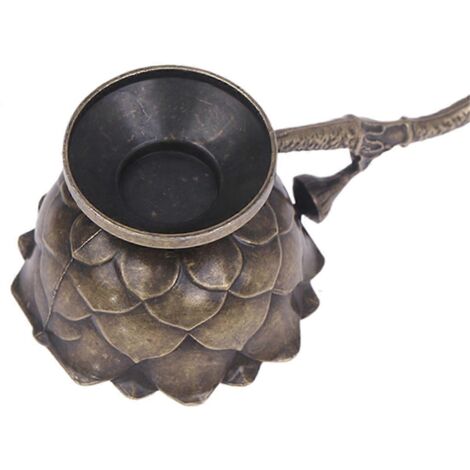 Brûleur d'encens Lotus avec poignée, porte-encens Lotus creux-- (1/5)