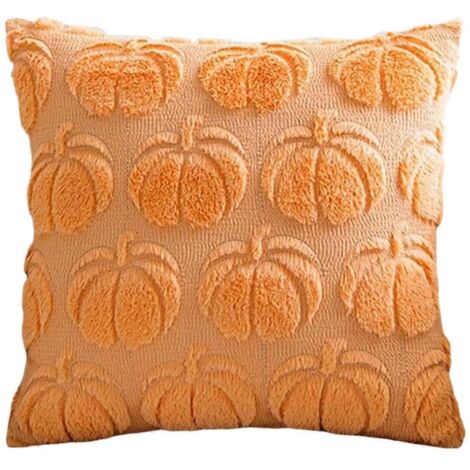 Taie d'oreiller de luxe haut de gamme « Lumière d'automne » à motif citrouille, orange clair. (1/5)