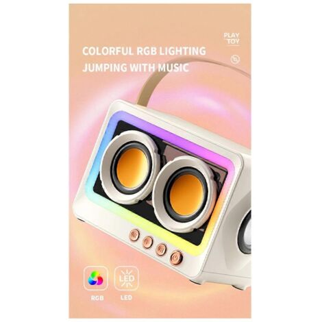 Enceinte Bluetooth portable avec caisson de basses, blanc crème-- (1/5)