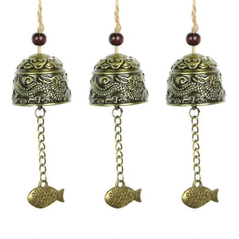 Carillon éolien vintage gravé, motif dragon pour cour et jardin. (1/5)