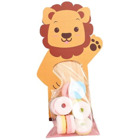 Sac cadeau bonbon avec motif animal de dessin animé, lapin et lion mignons A-- (1/5)