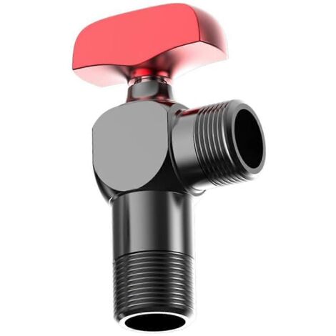 Vanne à bille tout cuivre 1/2 pouce, vanne à bille de contrôle d'eau chaude et froide rouge-- (1/5)