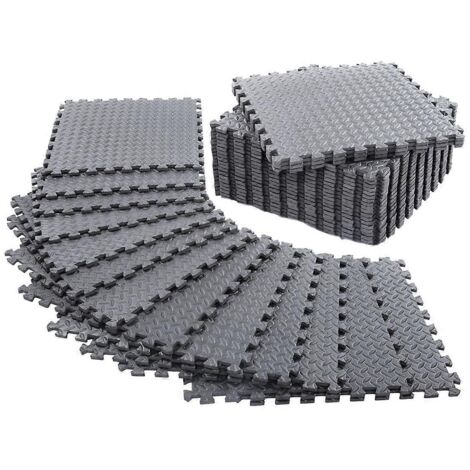 Lot de 12 tapis de sol pour exercices à domicile ou protection de sol, gris (1/5)
