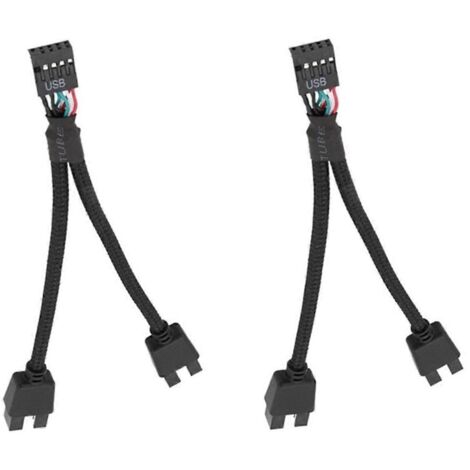 Câble d'extension USB 2.0 9 broches vers double 9 broches pour carte mère d'ordinateur, noir (1/4)