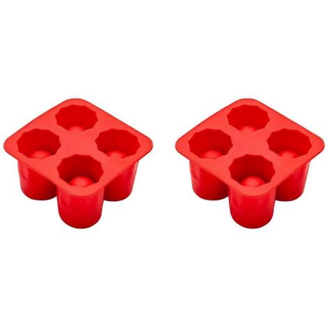 Moule à glaçons en silicone en forme de 4 tasses, bac à glaçons rouge -- (1/5)