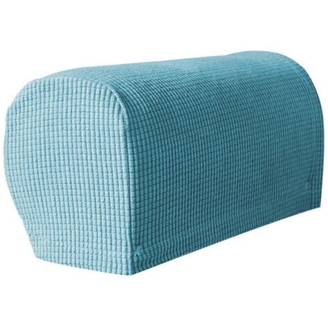 Lot de 2 housses d'accoudoirs extensibles en peluche douce, housses d'accoudoirs de canapé, bleu clair -- (1/5)