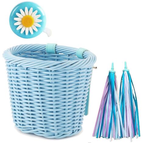 Ensemble de paniers en rotin tressé pour guidon de vélo, accessoires bleus (1/5)