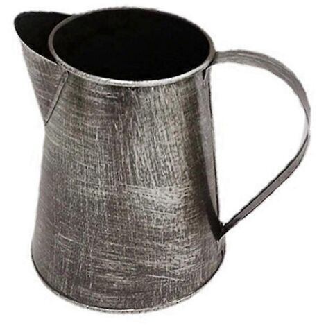 Vase en métal, pichet décoratif style shabby chic, porte-fleurs argent antique --- (1/5)