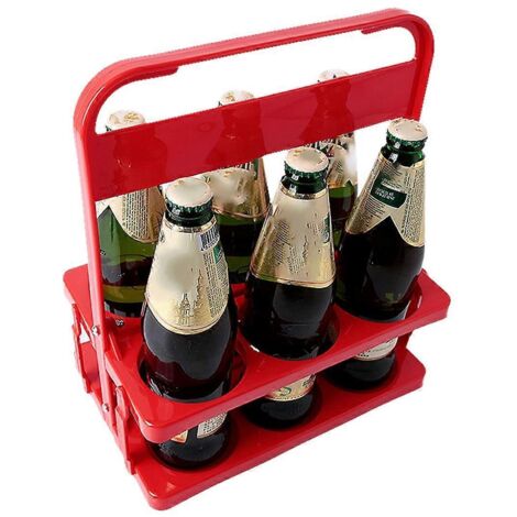 Porte-bouteilles pliable à 6 trous, porte-boissons rouge pour bar (1/5)