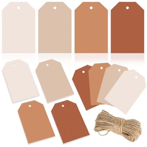 Étiquettes cadeaux en terre cuite, 4 couleurs unies dégradées, marron-- (1/5)