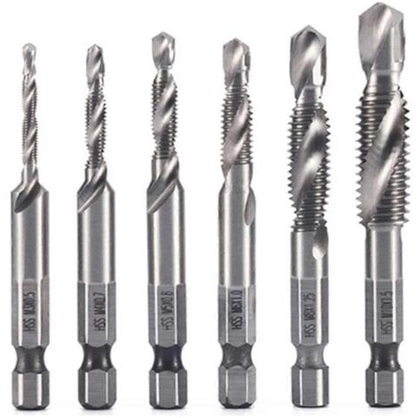 6 pièces M3 M5 M6 M8 M10 Foret à tarauder composite plaqué titane-- (1/5)