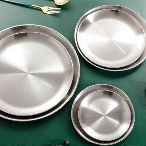 Plat à cracher les os en acier inoxydable de 26 cm, plateau peu profond argenté -- (1/5)