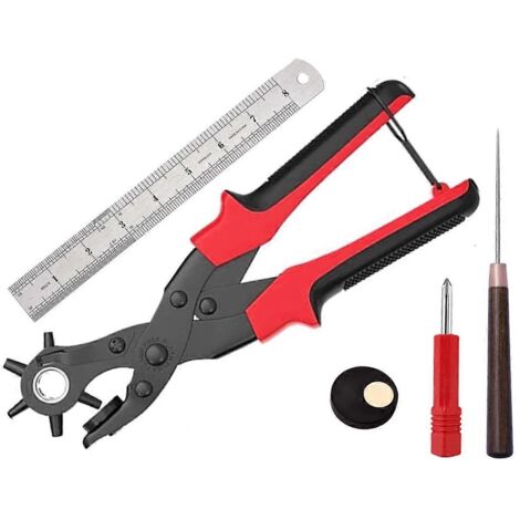Jeu de perforatrices pour cuir, kit de pince à perforer rotative professionnelle -- (1/5)