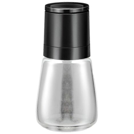 Moulin à sel et poivre manuel transparent, ustensile de cuisine noir. (1/5)