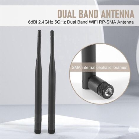 antennes WiFi double bande RP-SMA 6 dBi + 2 câbles U.fl / IPEX de 35 cm (1/5)