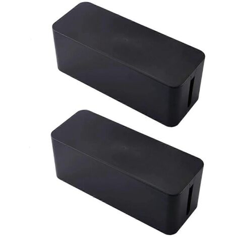 Boîte de rangement pour câbles électriques en plastique, boîte de rangement pour cordons d'alimentation, boîte de jonction noire -- (1/5)