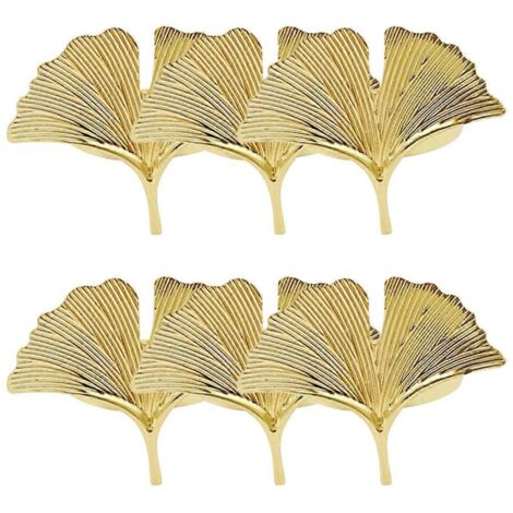 Lot de 6 anneaux de serviette Ginkgo biloba pouvant être utilisés pour un banquet de mariage. (1/5)