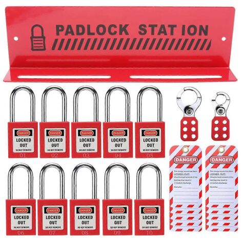 Station de consignation/déconsignation avec 10 cadenas de sécurité à clés différentes -- (1/5)