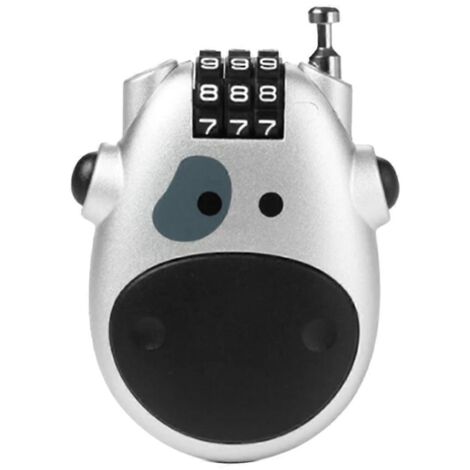 Cadenas télescopique à code avec motif vache et câble en acier rétractable -- (1/5)