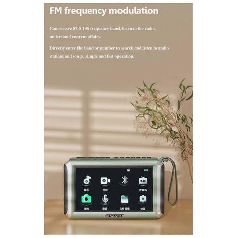 Radio FM55, récepteur radio FM 7 pouces, lecteur vidéo MP4, vert (1/5)