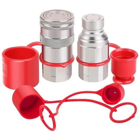 Coupleurs hydrauliques pour chargeuse compacte NPT 1/2 pouce, avec 2 capuchons anti-poussière -- (1/5)