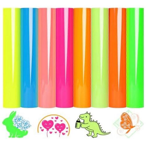 Vinyle de transfert thermique HTV, 8 feuilles assorties de vinyle néon 30 x 25 pouces-- (1/5)