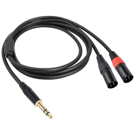 Câble audio stéréo jack 6,35 mm TRS 1/4" vers double XLR mâle, 300 cm (1/5)