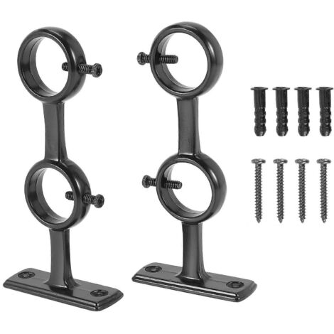 Support de tringle à rideaux, 2 supports de tringle à rideaux doubles, double tringle-- (1/5)