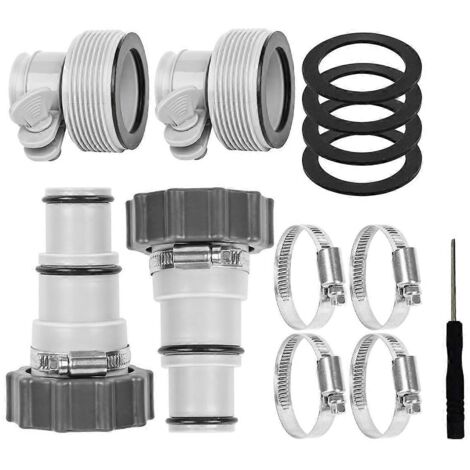 Adaptateur pour tuyau de piscine avec rondelle, 2 types de connecteurs pour filetage-- (1/5)