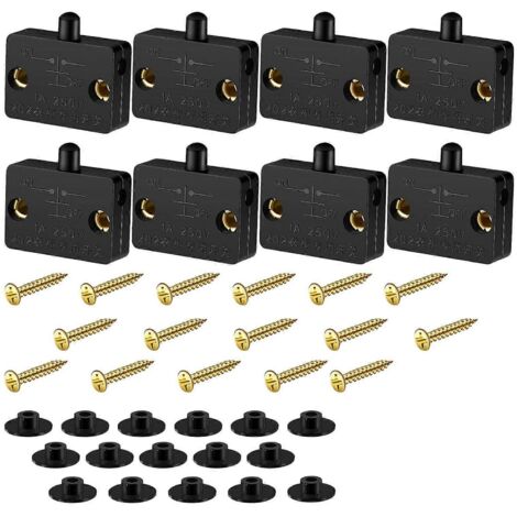 8 interrupteurs de lampe d'armoire, interrupteurs de contact automatiques pour porte (noirs) (1/5)