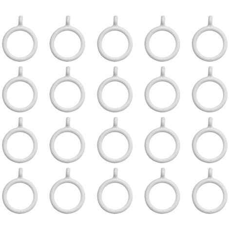 Anneaux de rideaux en plastique blanc-- (1/5)