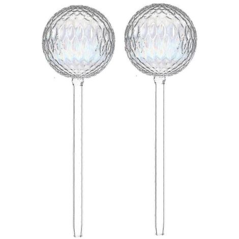 Lot de 2 globes d'arrosage pour plantes, en verre à motifs dégradés arc-en-ciel. (1/5)