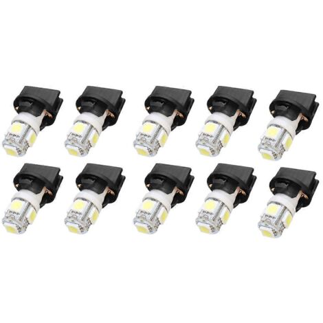Lot de 10 ampoules LED blanches T10 5050 194 pour éclairage d'instruments avec douille -- (1/5)